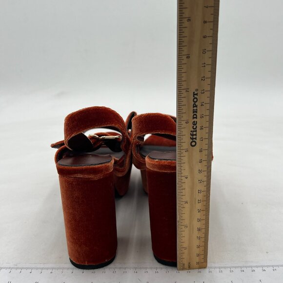 FSJ Brown Peep Toe Chunky High Heels Platform Sandals Ankle Strap Velvet Shoes - Picture 5 of 8